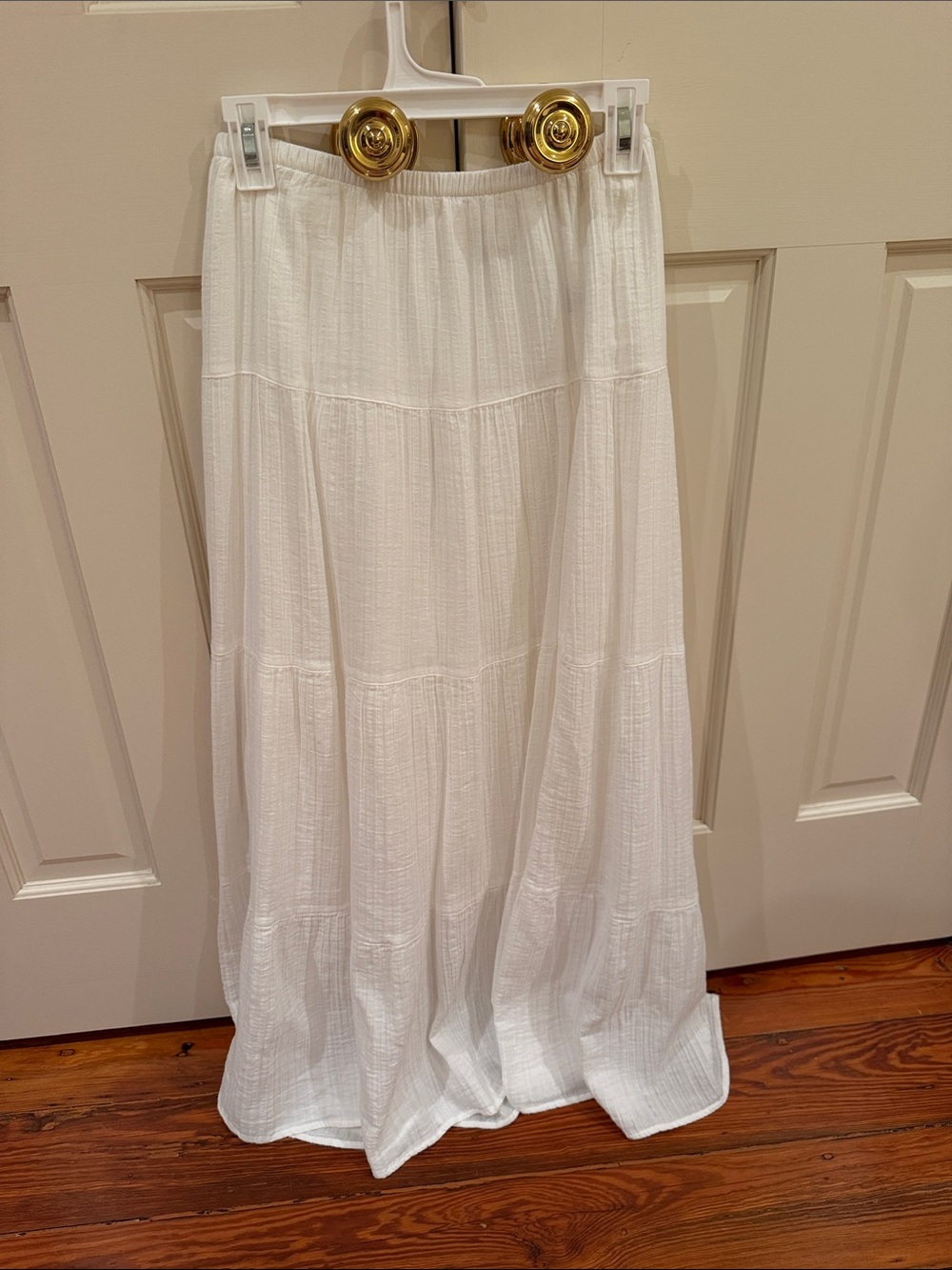 Women's White Tiered Maxi Skirt